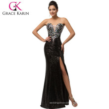 Grace Karin Sexy Strapless Split Front Sequins Beaded Pavimento Comprimento Prom Dress CL6291-1